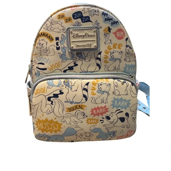 Disney Parks Loungefly Mini Backpack Disney Animals Sound Effects Print Blue - Picture 1 of 11